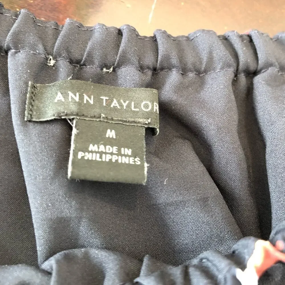 Ann Taylor navy blue red gold white shift dress size Medium